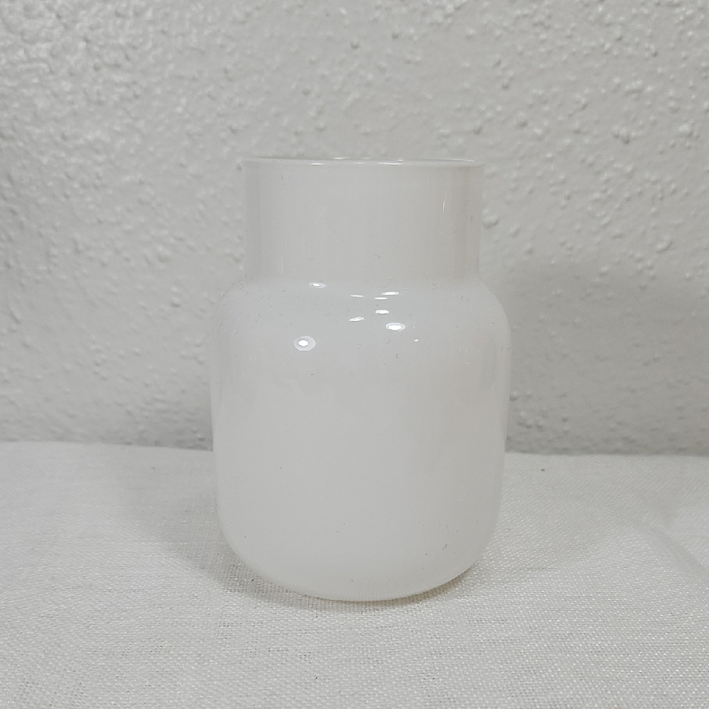 Cute Mini White Glass Decorative Vase - Minimalist Home Accent